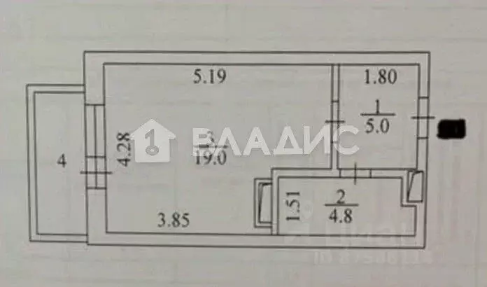 Студия Новосибирская область, Новосибирск ул. Гоголя, 26 (28.8 м) - Фото 1