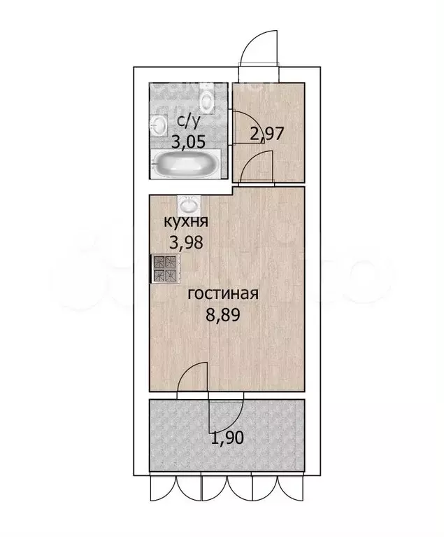 Квартира-студия, 20,7 м, 5/27 эт. - Фото 0