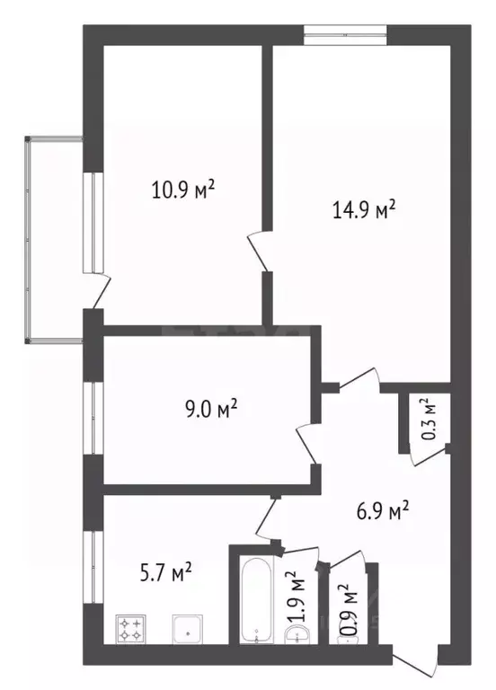 3-к кв. Севастополь ул. Меньшикова, 23 (51.3 м) - Фото 1