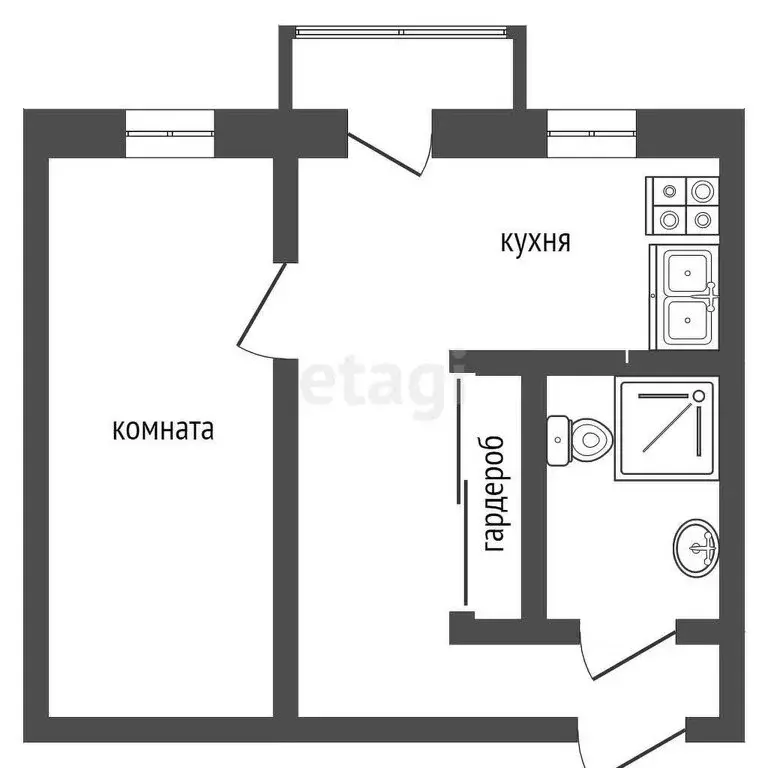 2-комнатная квартира: Верхняя Салда, улица Калинина, 1 (41.5 м) - Фото 0