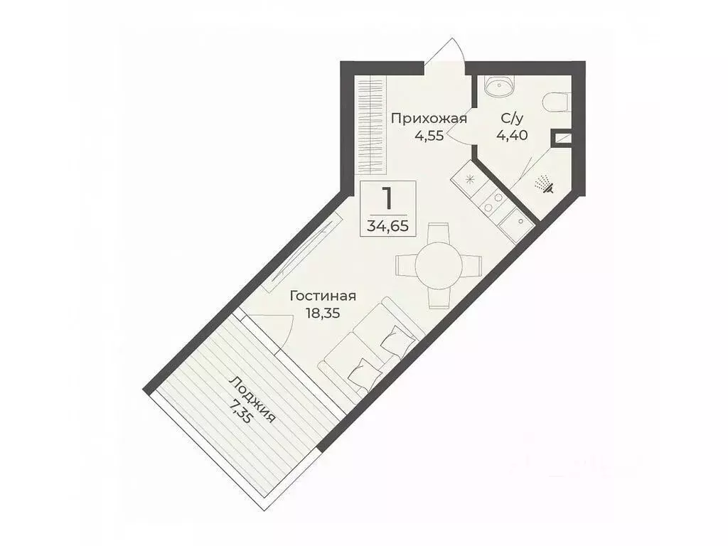 Студия Крым, Сакский район, с. Лесновка  (34.65 м) - Фото 0