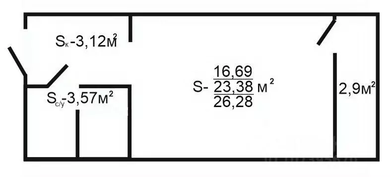 Студия Краснодарский край, Анапа Рождественская ул., 55к2 (26.28 м) - Фото 1
