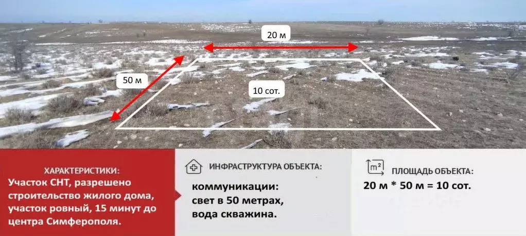Участок в Крым, Симферопольский район, с. Урожайное, Аэрофлот ТСН  ... - Фото 0