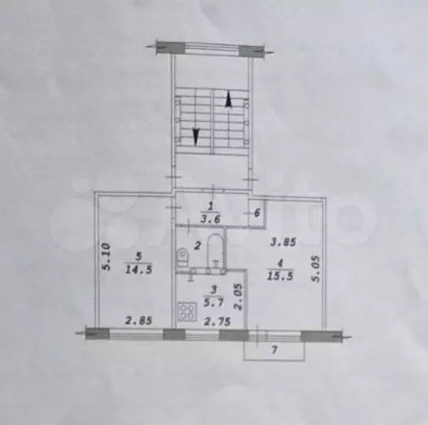 2-к. квартира, 42,8 м, 2/5 эт. - Фото 0