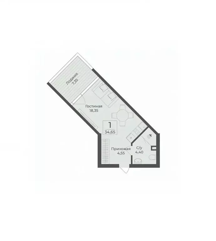 Студия Крым, Саки Апартаментов Тамерун комплекс,  (35.85 м) - Фото 1