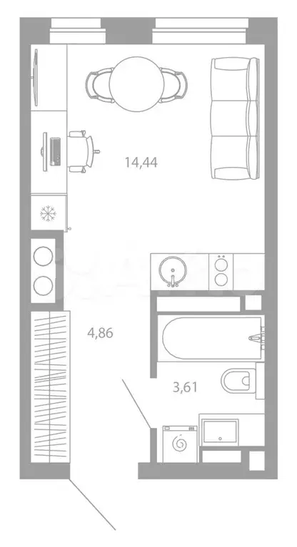 Квартира-студия, 22,9 м, 23/26 эт. - Фото 0