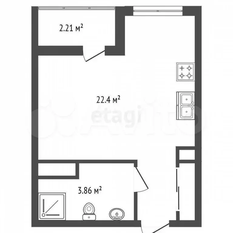 1-к. квартира, 35,6 м, 5/12 эт. - Фото 1