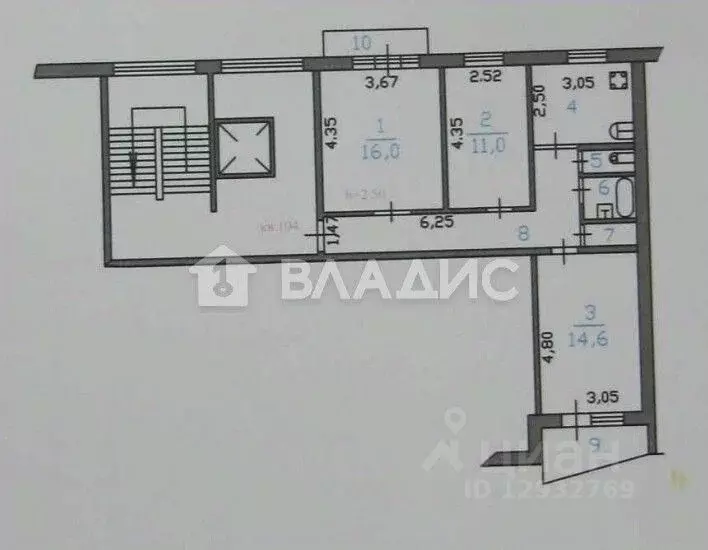3-к кв. Пензенская область, Пенза ул. Тепличная, 17 (67.4 м) - Фото 2