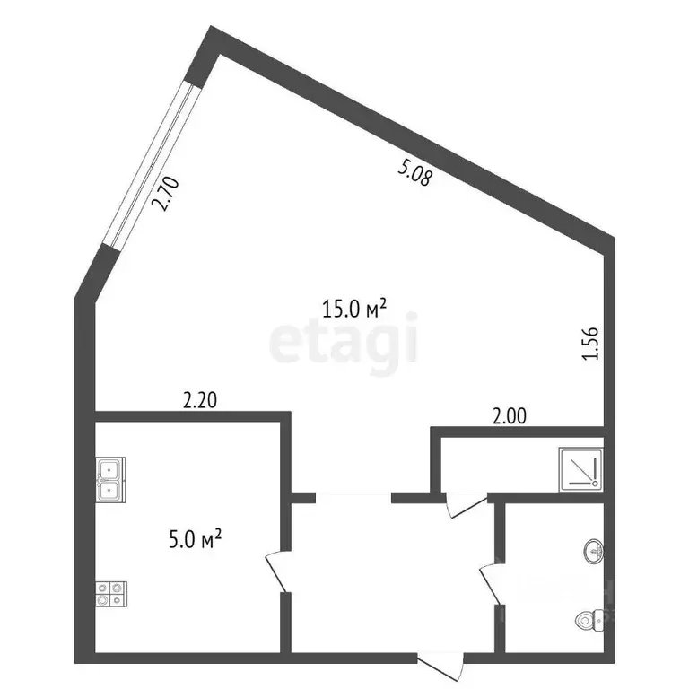 Студия Ханты-Мансийский АО, Сургут Майская ул., 14 (26.7 м) - Фото 1