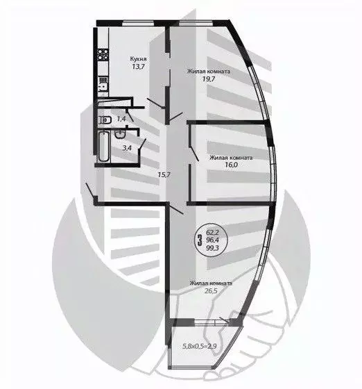3-к кв. Краснодарский край, Краснодар Гаражная ул., 87 (99.3 м) - Фото 1