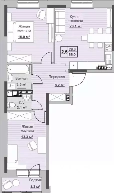 2-к кв. Удмуртия, Ижевск ул. Ухтомского (66.1 м) - Фото 0