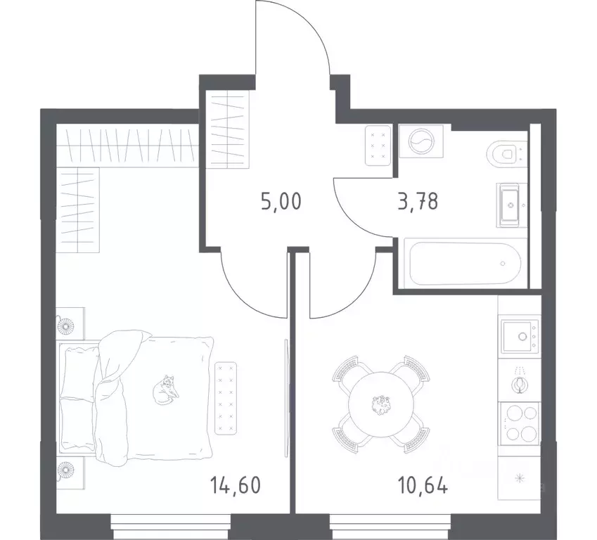 1-к кв. Башкортостан, Уфа ул. Минигали Губайдуллина, 8к9 (34.02 м) - Фото 0