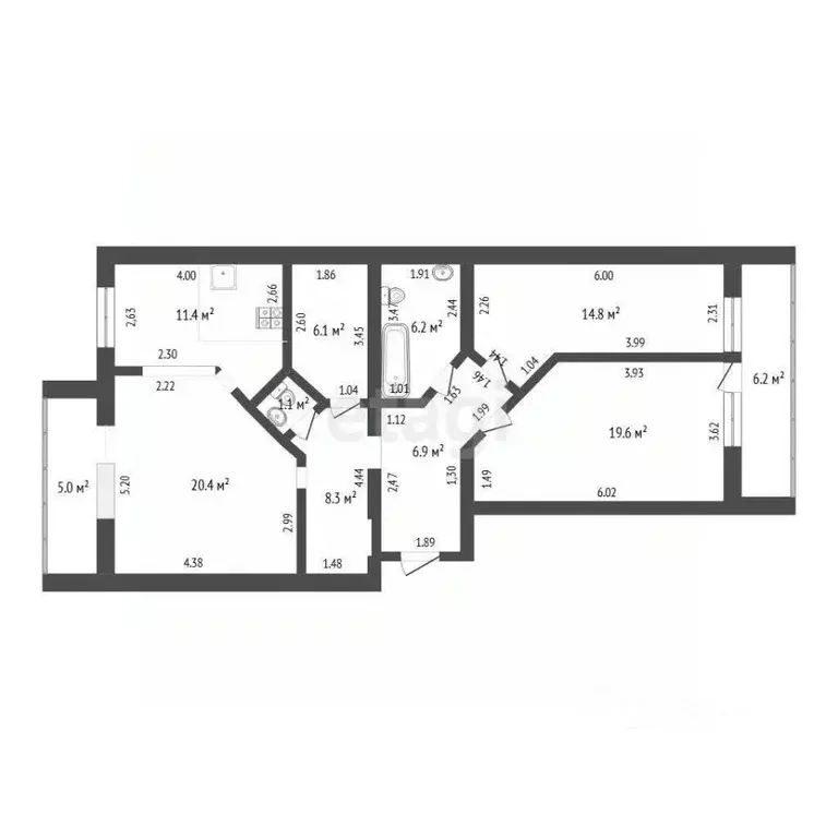 2-к кв. Тюменская область, Тюмень ул. Газовиков, 33 (94.0 м) - Фото 1