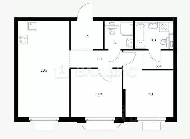 2-к кв. Москва ул. Николая Озерова, 8к1 (58.0 м) - Фото 1