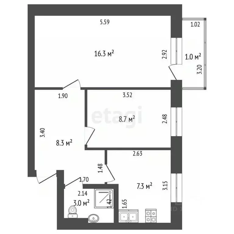 2-к кв. Саха (Якутия), Ленск ул. Ойунского, 34 (43.6 м) - Фото 2
