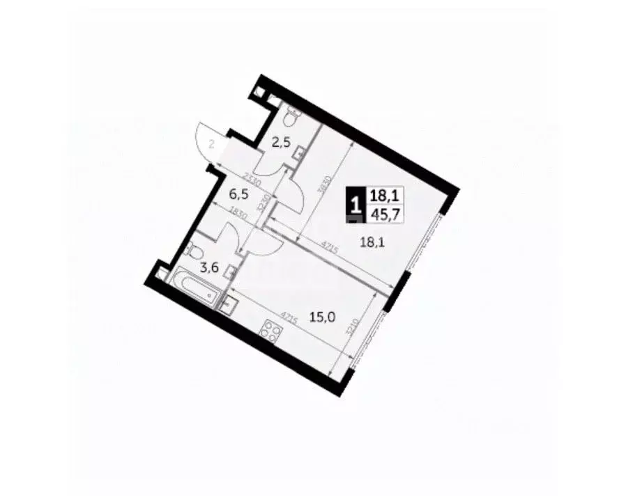 1-к кв. Москва ул. Академика Волгина, 2А (45.7 м) - Фото 2