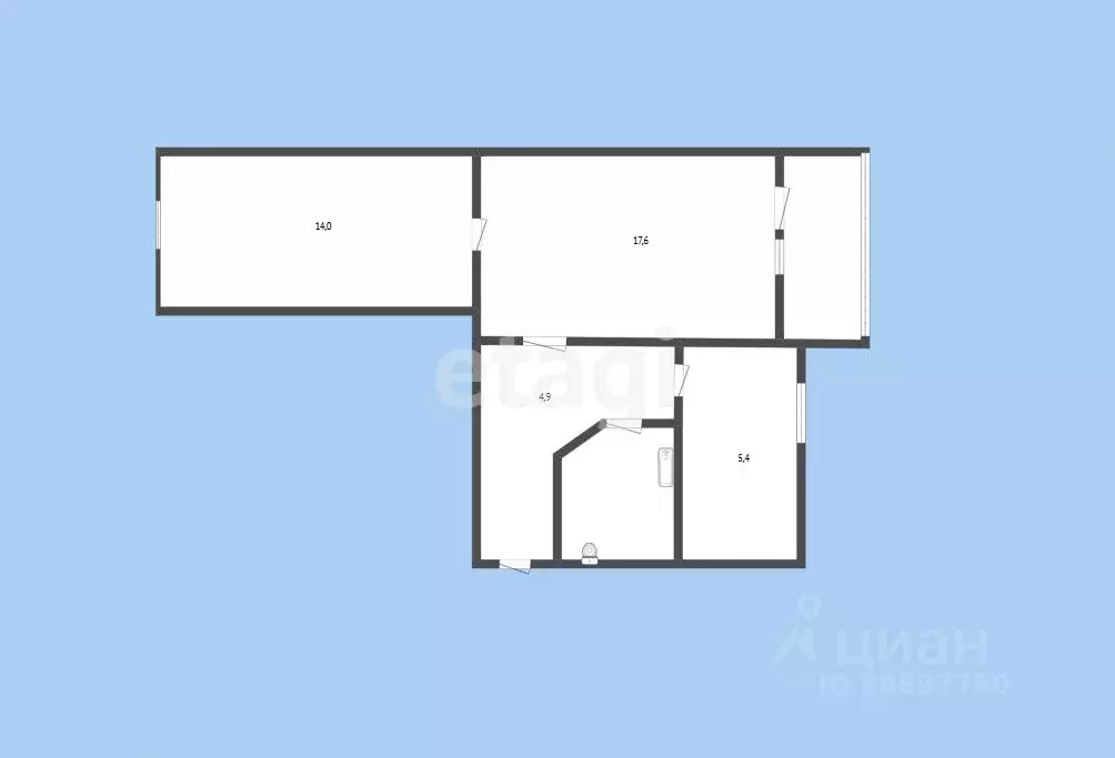 2-к кв. Карачаево-Черкесия, Черкесск пл. Кирова, 10 (40.0 м) - Фото 1