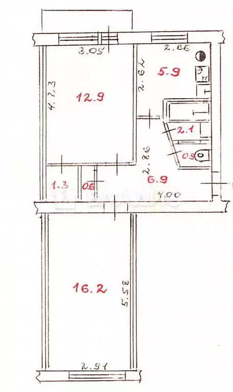 2-к. квартира, 47 м, 3/5 эт. - Фото 0