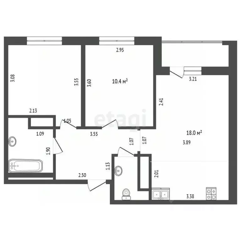 2-к кв. Тюменская область, Тюменский муниципальный округ, д. Дударева ... - Фото 1