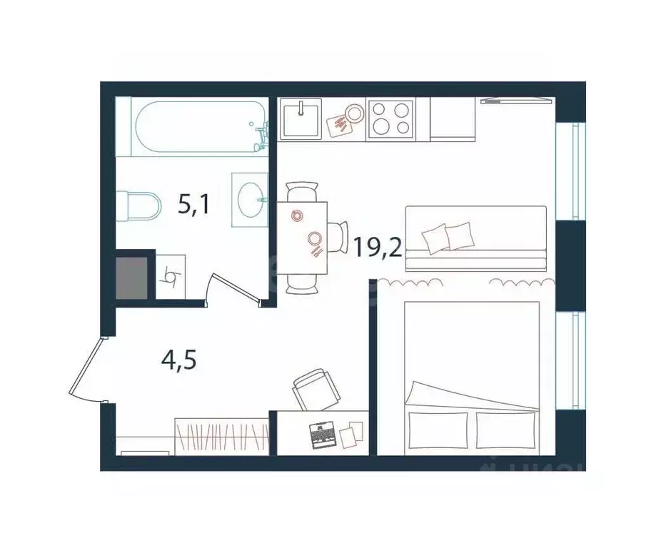 Студия Москва Тагильская ул., 2к1 (28.8 м) - Фото 1