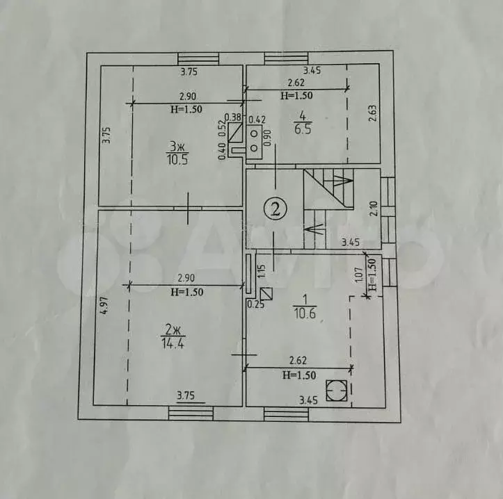 3-к. квартира, 55,5 м, 2/2 эт. - Фото 0