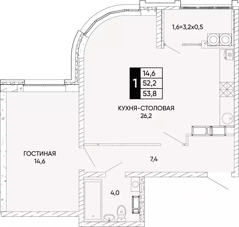 1-к кв. Ростовская область, Ростов-на-Дону Левобережье жилой комплекс ... - Фото 0