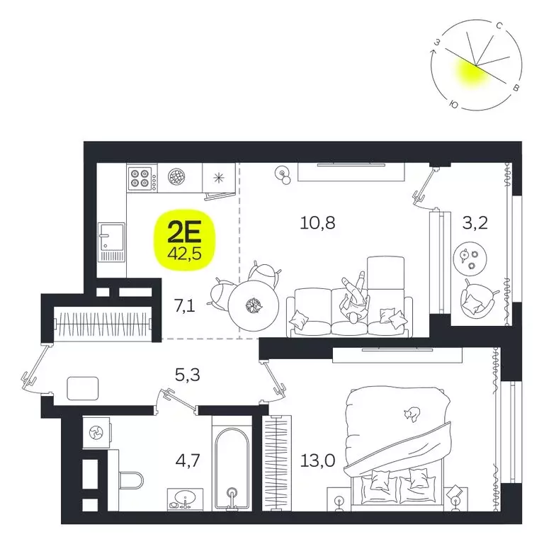 2-комнатная квартира: Екатеринбург, улица Титова, 19Б (42.5 м) - Фото 0