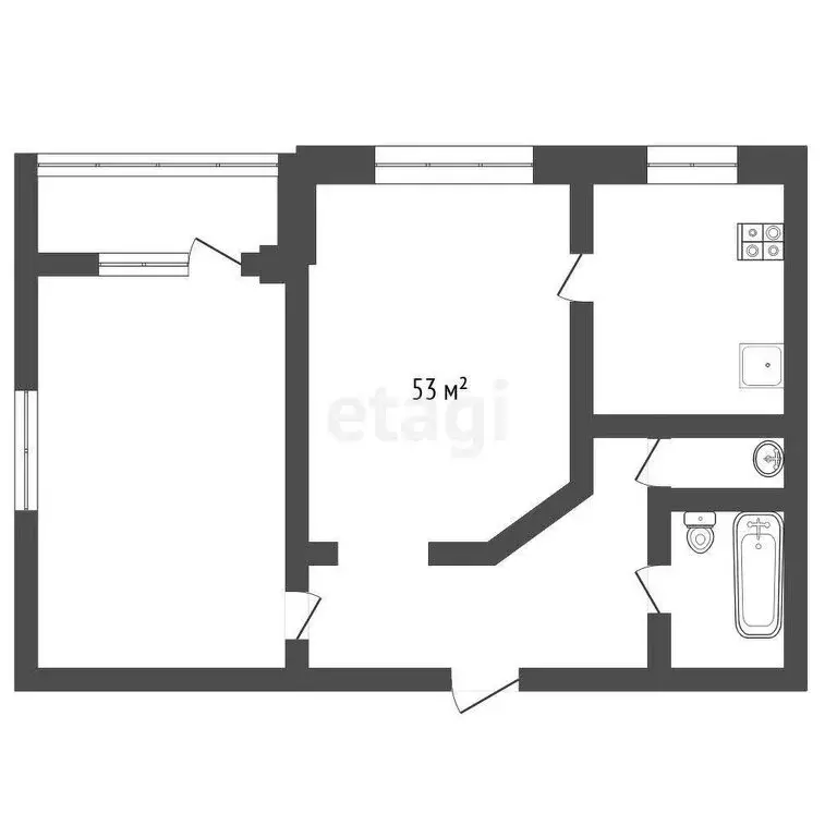 2-комнатная квартира: Ялуторовск, улица Карла Либкнехта, 22 (53 м) - Фото 1