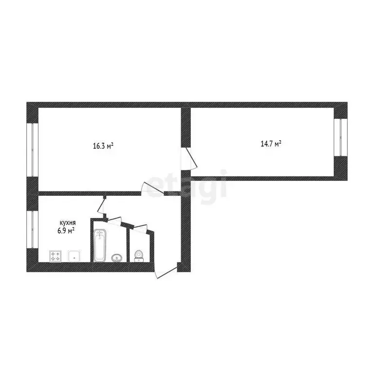 2-комнатная квартира: Златоуст, 9-я Демидовская улица, 3а (47.7 м) - Фото 1