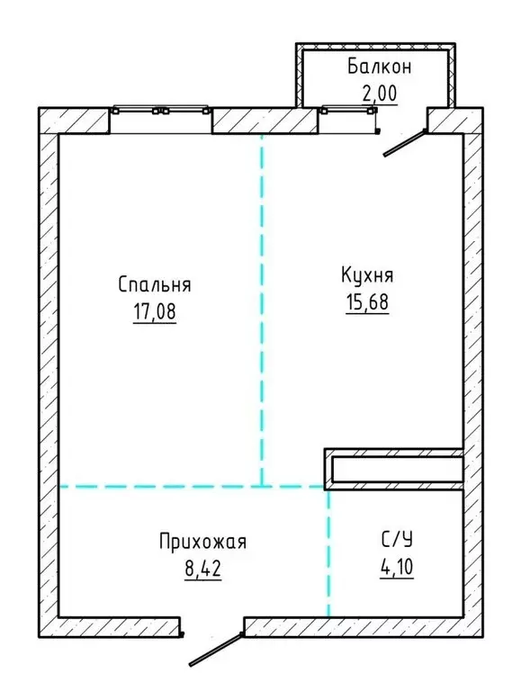 1-комнатная квартира: Нальчик, район Молодёжный (45 м) - Фото 1