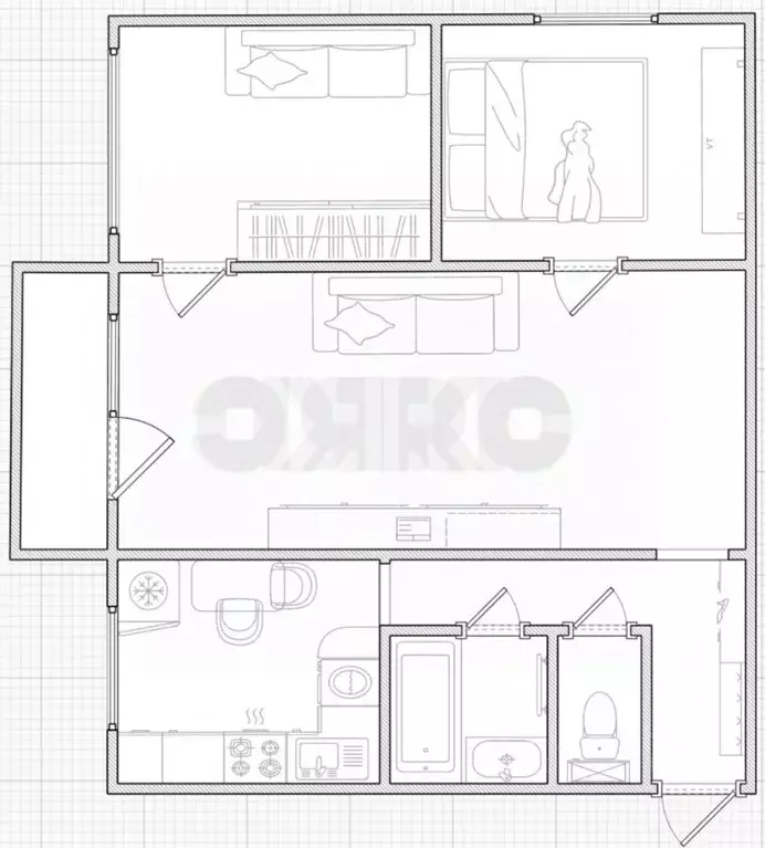 3-к кв. Тульская область, Тула ул. Калинина, 81 (46.8 м) - Фото 1