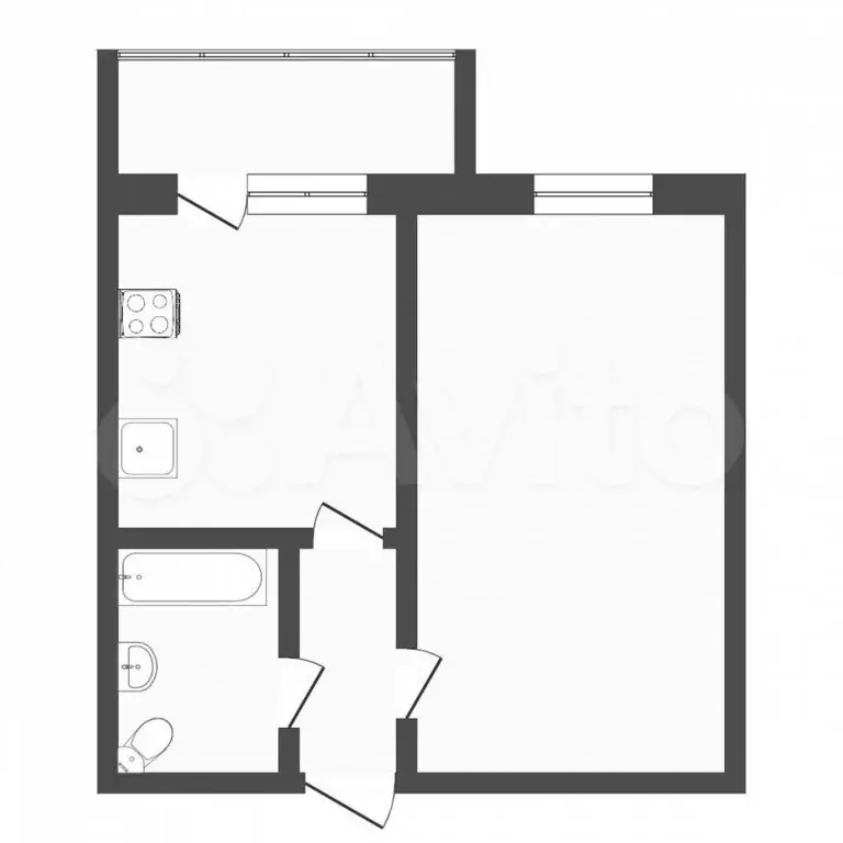 1-к. квартира, 29,8 м, 3/5 эт. - Фото 0