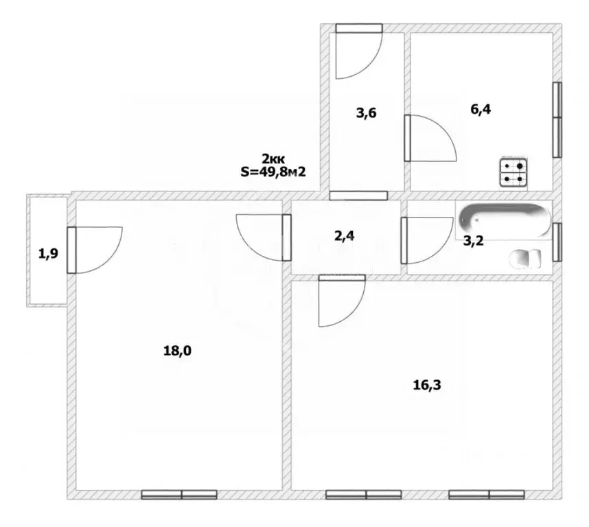2-к кв. Калининградская область, Калининград ул. Тенистая Аллея, 16 ... - Фото 2