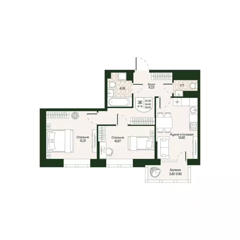 2-к кв. Ленинградская область, Всеволожский район, Бугровское ... - Фото 1