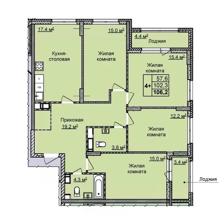 4-к кв. Нижегородская область, Нижний Новгород Мои Цветы жилой ... - Фото 1