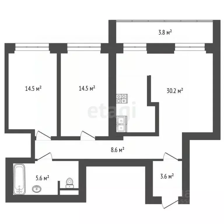 3-к кв. Самарская область, Самара Центральная ул., 3 (77.0 м) - Фото 2