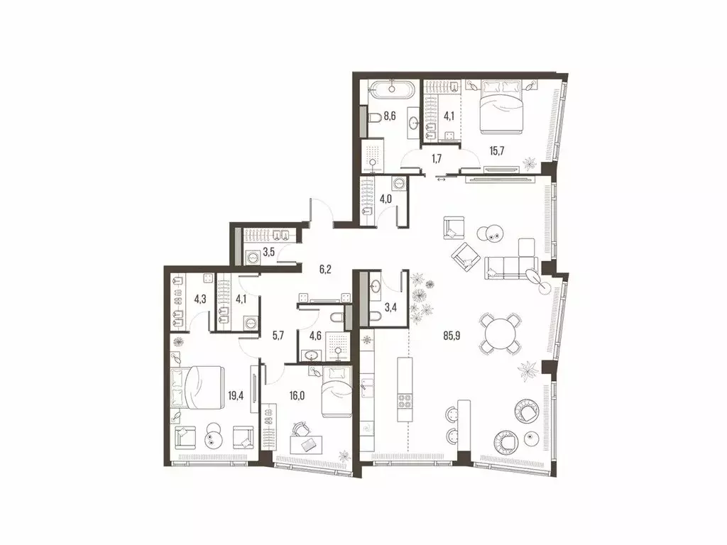 4-комнатная квартира: Москва, Летниковская улица, 11к1 (187.2 м) - Фото 1