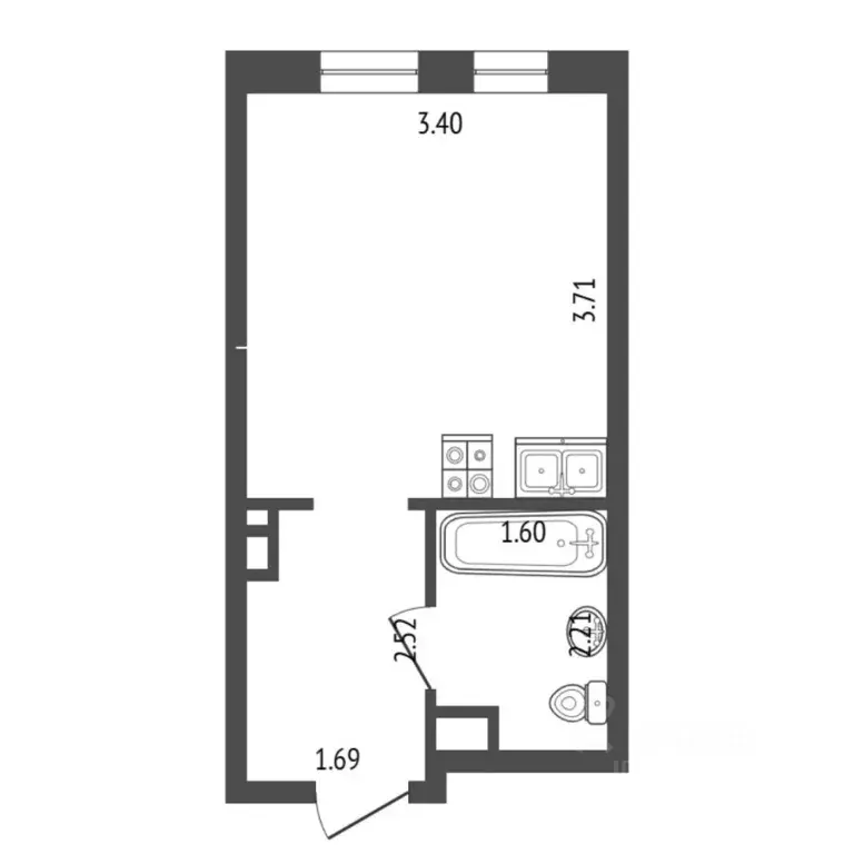 Студия Тюменская область, Тюмень ул. Первооткрывателей, 6 (19.9 м) - Фото 1