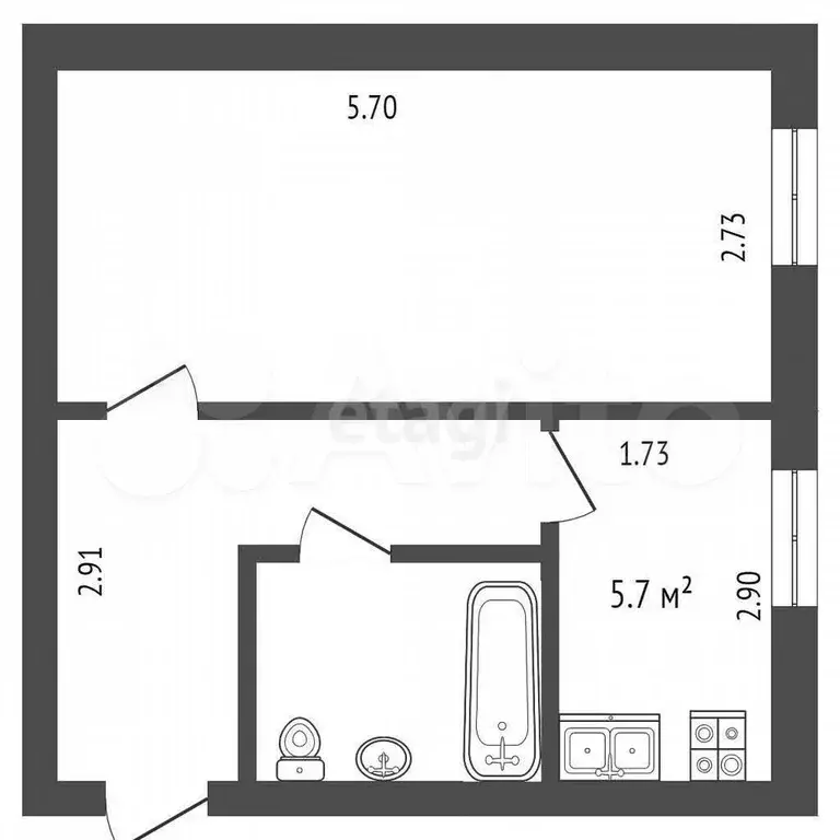 1-к. квартира, 31,1 м, 2/3 эт. - Фото 0