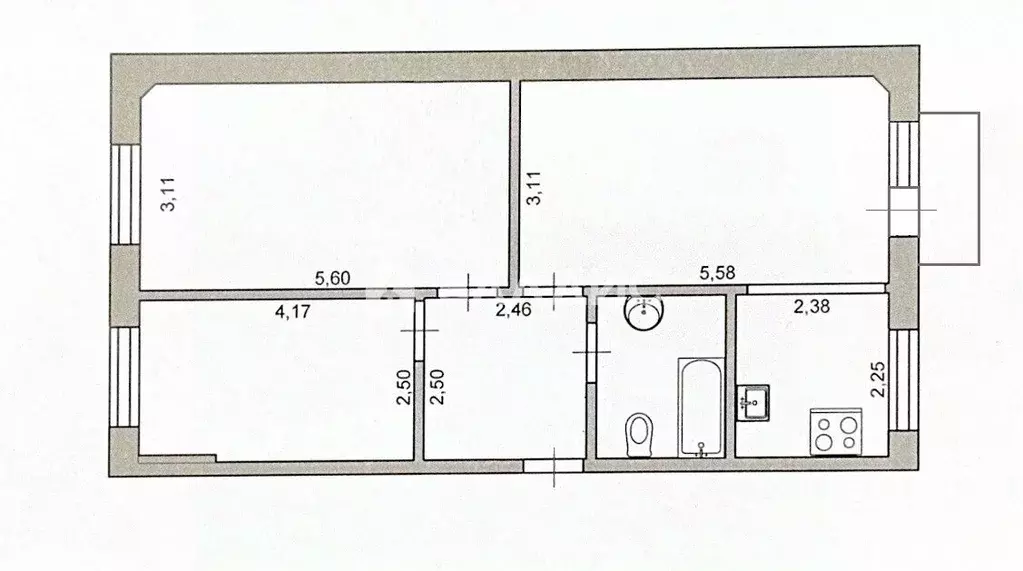3-к кв. Белгородская область, Белгород Октябрьская ул., 84 (61.2 м) - Фото 2