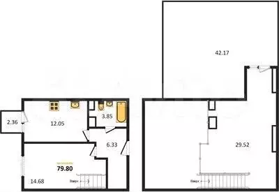 1-к. квартира, 79,8 м, 5/6 эт. - Фото 1