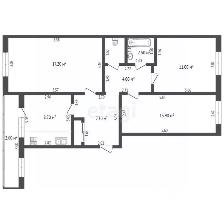 3-к кв. Тамбовская область, Тамбов Весенняя ул., 20 (66.9 м) - Фото 1