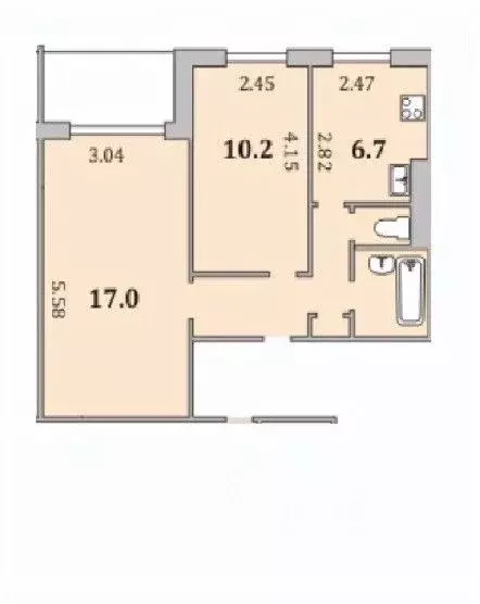 2-к кв. Мурманская область, Мурманск ул. Зои Космодемьянской, 12 (43.0 ... - Фото 1