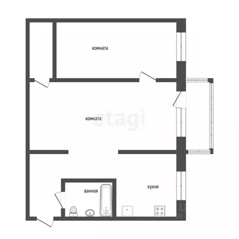 2-к кв. Курганская область, Курган ул. Кирова, 102 (42.3 м) - Фото 2