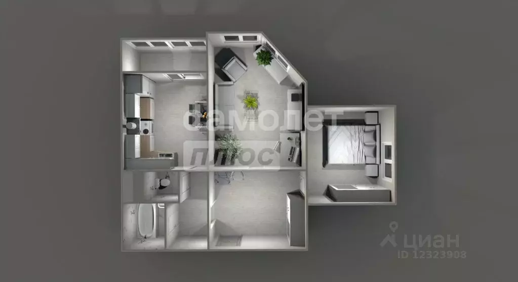 Квартира, 2 комнаты, 55.7 м - Фото 1