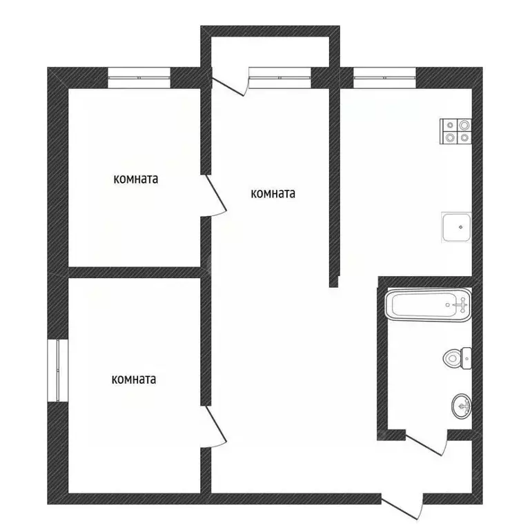 3-к кв. Ленинградская область, Кириши ул. Мира, 25 (40.4 м) - Фото 2