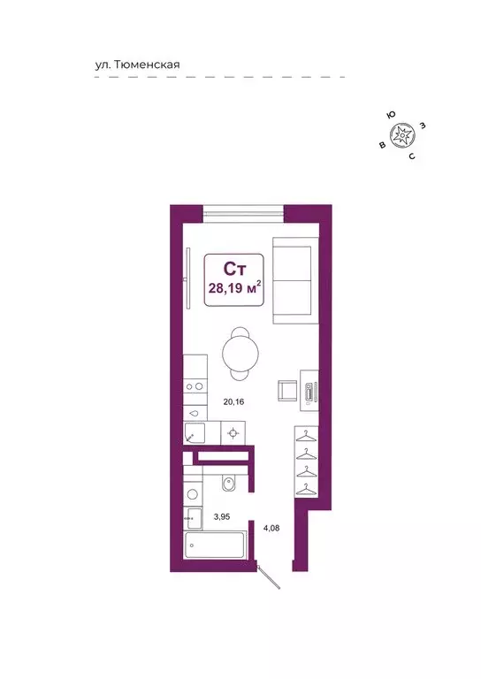 Квартира-студия: Дударева, ЖК Родина-2 (28.19 м) - Фото 0