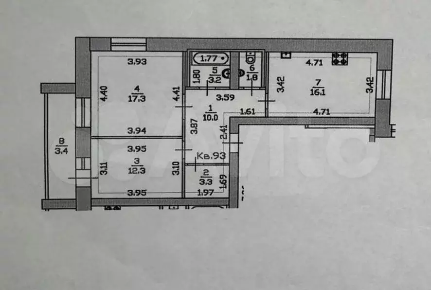 2-к. квартира, 67,4 м, 7/9 эт. - Фото 0