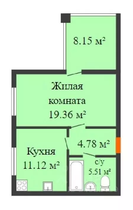 1-к кв. Нижегородская область, Кстово  (43.88 м) - Фото 0