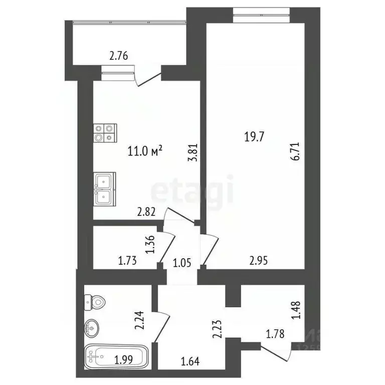1-к кв. Тамбовская область, Тамбов Свободная ул., 8 (45.1 м) - Фото 0